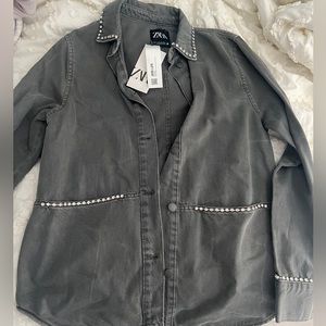 Zara denim rhinestone detailed jacket